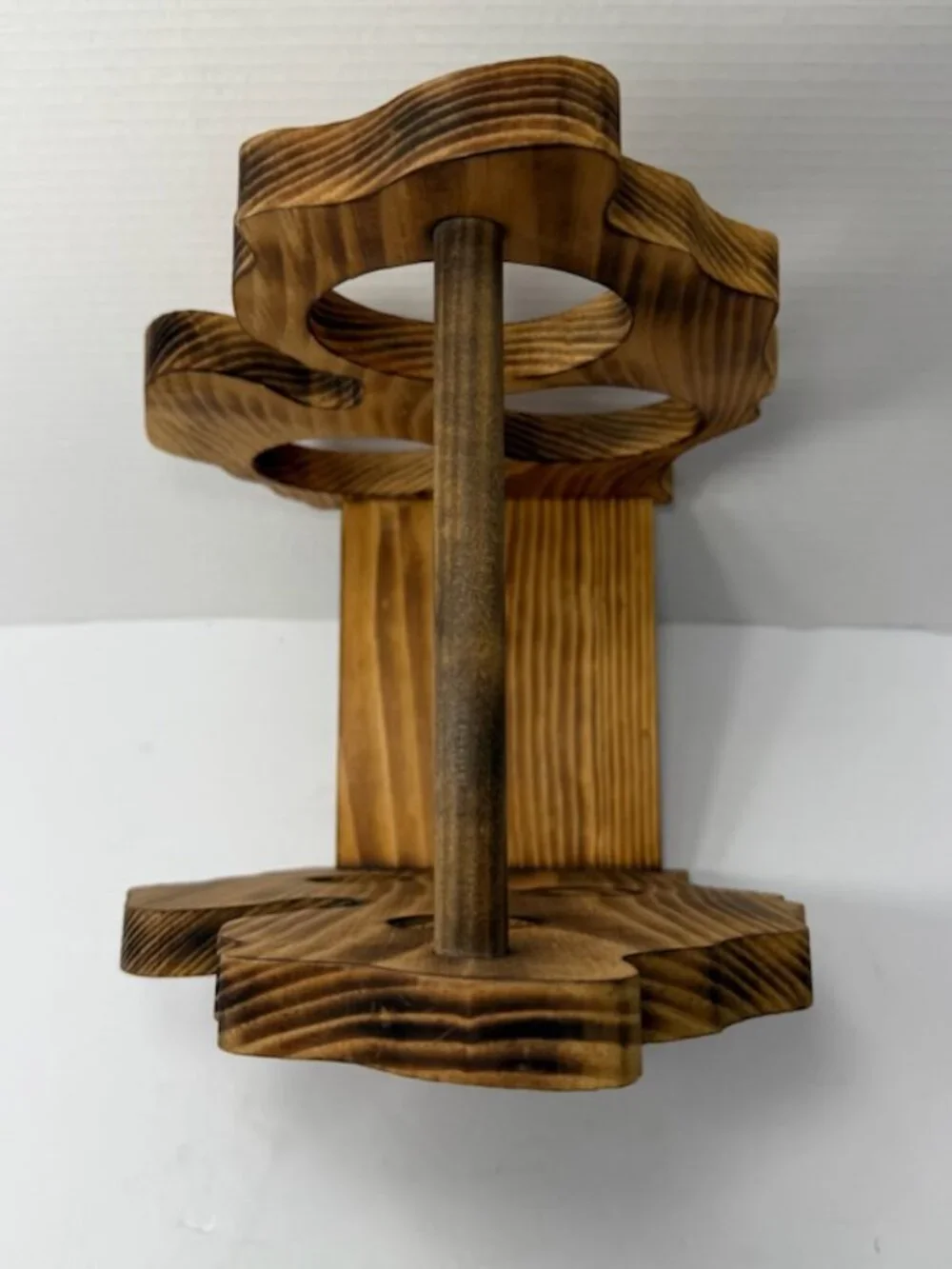 Handmade Hand Crafted Michigan Shaped Wine Rack Wooden 3 Bottle Carrier Handle